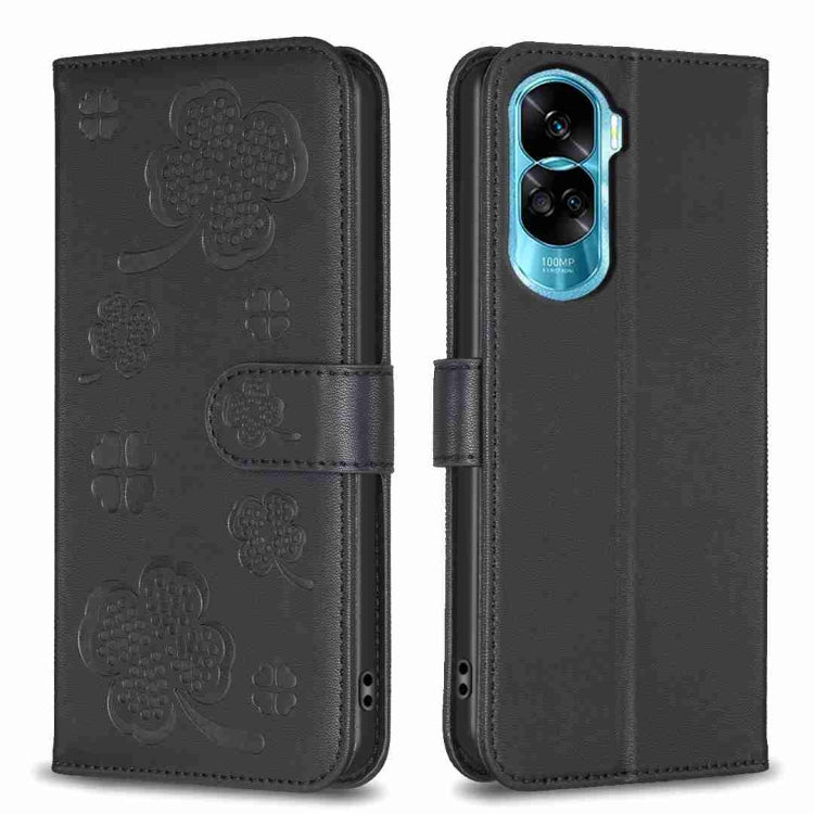 Four-leaf Embossed Leather Phone Case, For Honor 90 Lite / X50i, For Honor 90 Pro, For Honor 90 5G, For Honor X7a