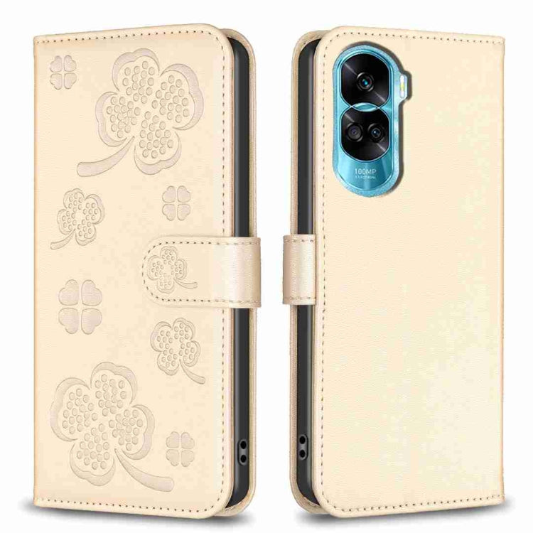 Four-leaf Embossed Leather Phone Case, For Honor 90 Lite / X50i, For Honor 90 Pro, For Honor 90 5G, For Honor X7a