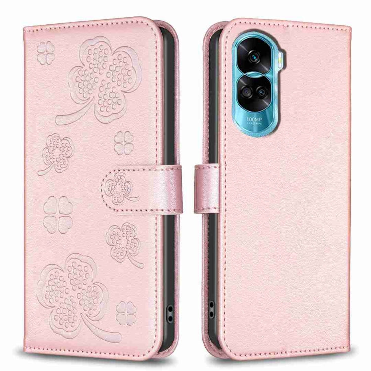 Four-leaf Embossed Leather Phone Case, For Honor 90 Lite / X50i, For Honor 90 Pro, For Honor 90 5G, For Honor X7a