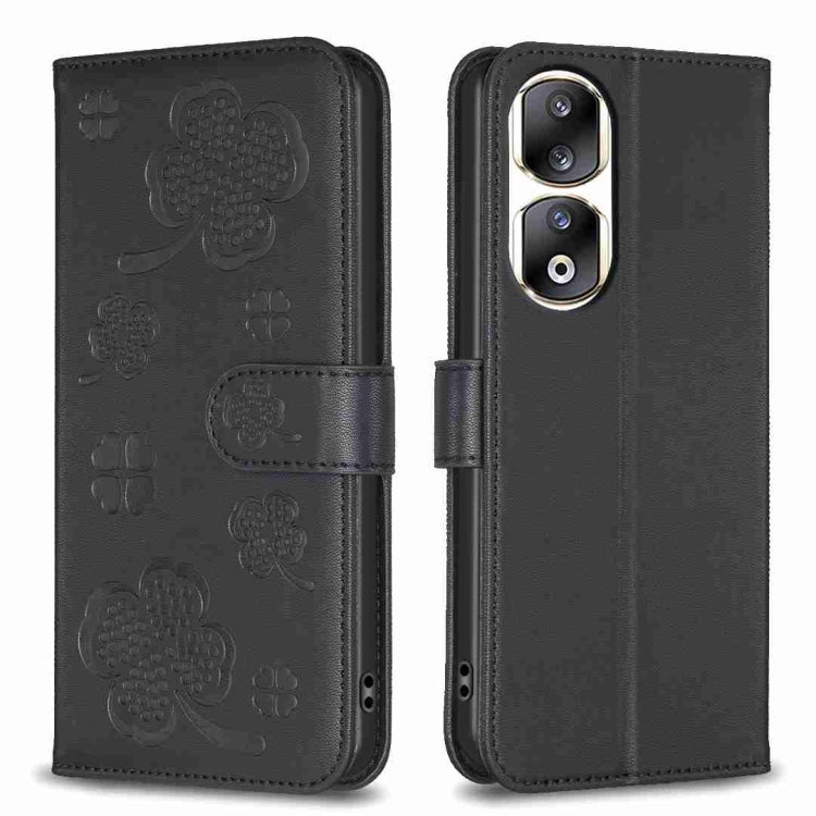 Four-leaf Embossed Leather Phone Case, For Honor 90 Lite / X50i, For Honor 90 Pro, For Honor 90 5G, For Honor X7a