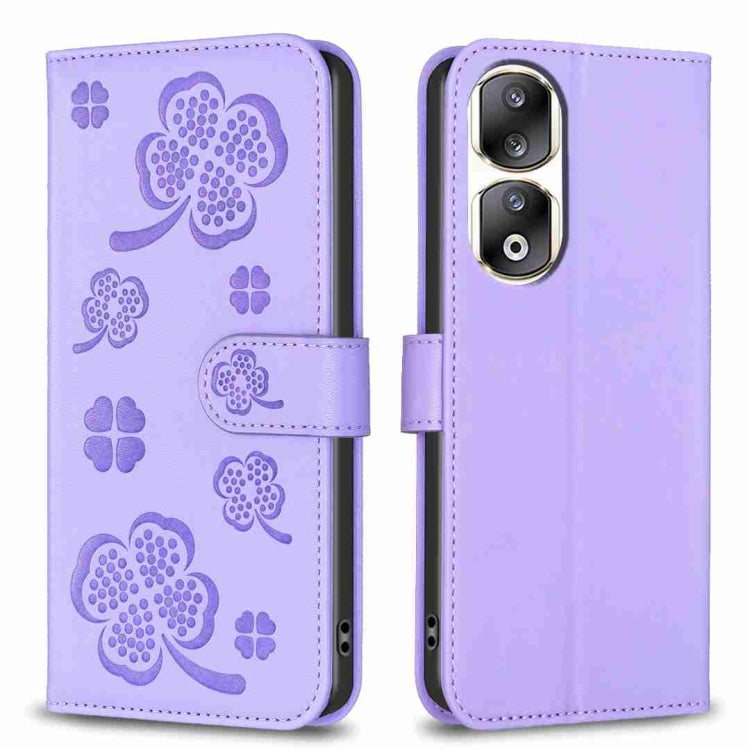 Four-leaf Embossed Leather Phone Case, For Honor 90 Lite / X50i, For Honor 90 Pro, For Honor 90 5G, For Honor X7a