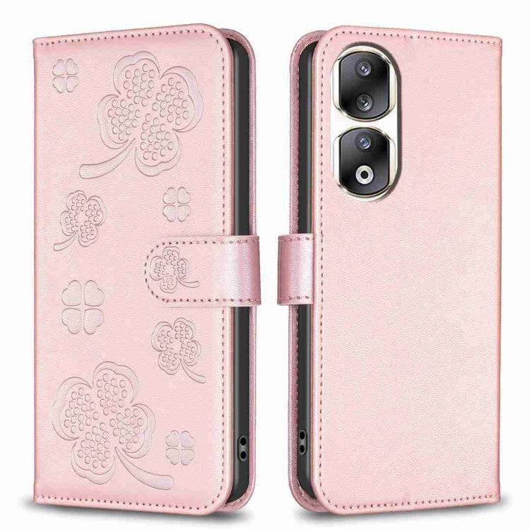 Four-leaf Embossed Leather Phone Case, For Honor 90 Lite / X50i, For Honor 90 Pro, For Honor 90 5G, For Honor X7a
