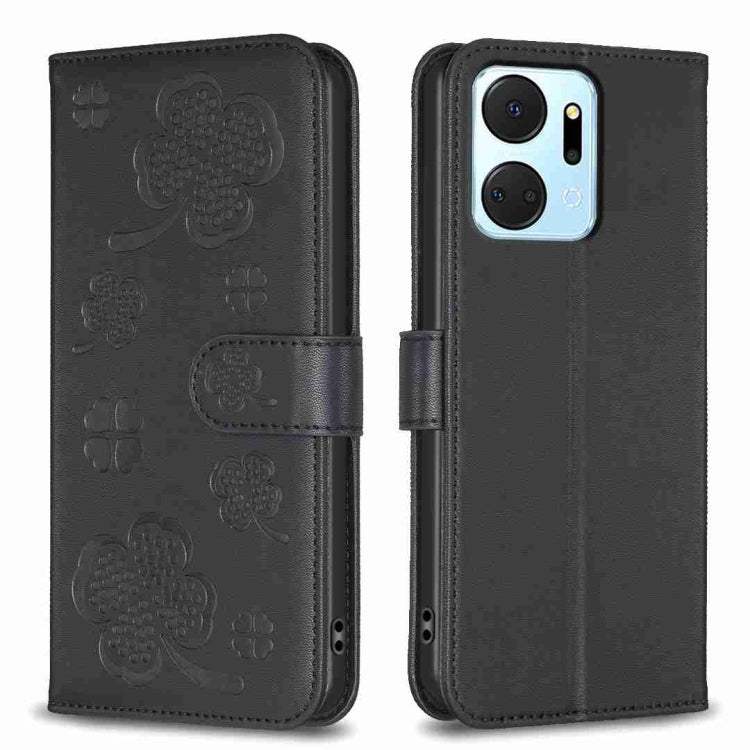 Four-leaf Embossed Leather Phone Case, For Honor 90 Lite / X50i, For Honor 90 Pro, For Honor 90 5G, For Honor X7a