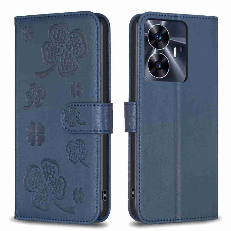 Four-leaf Embossed Leather Phone Case, For Realme 16T 5G, For Realme C53, For Realme C55, For Realme C33, For Realme C35