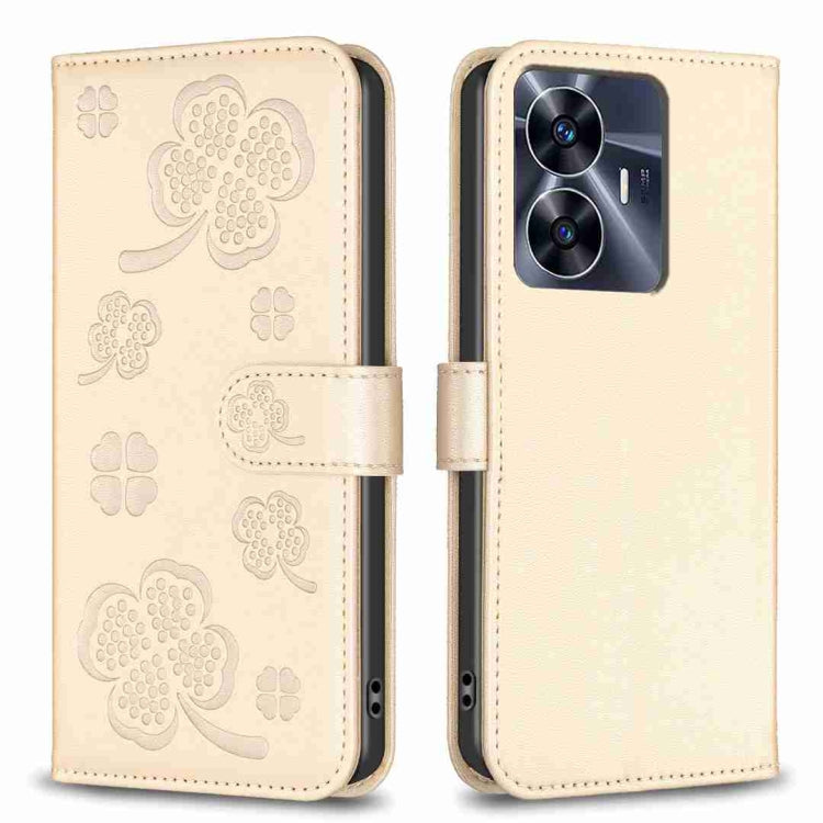 Four-leaf Embossed Leather Phone Case, For Realme 16T 5G, For Realme C53, For Realme C55, For Realme C33, For Realme C35