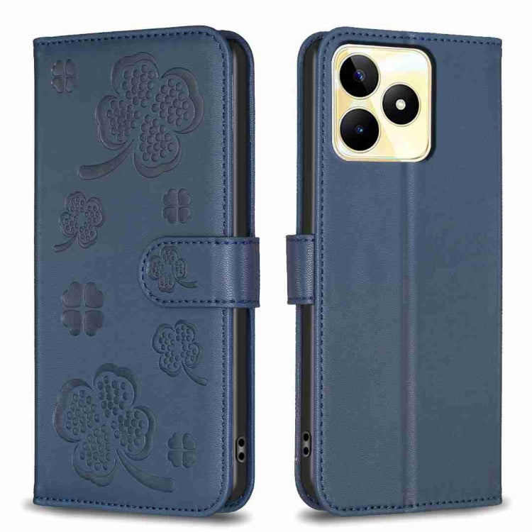 Four-leaf Embossed Leather Phone Case, For Realme 16T 5G, For Realme C53, For Realme C55, For Realme C33, For Realme C35