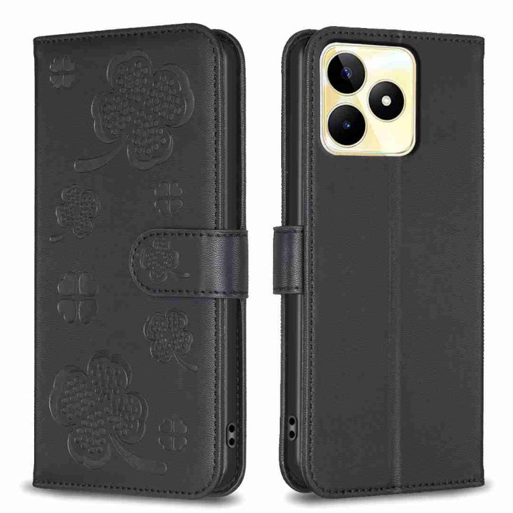 Four-leaf Embossed Leather Phone Case, For Realme 16T 5G, For Realme C53, For Realme C55, For Realme C33, For Realme C35