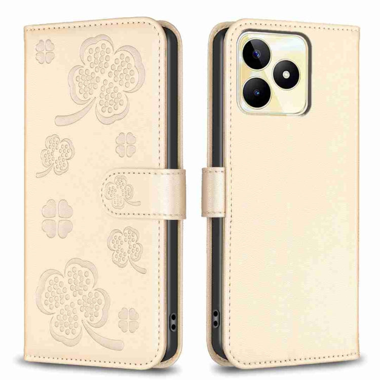 Four-leaf Embossed Leather Phone Case, For Realme 16T 5G, For Realme C53, For Realme C55, For Realme C33, For Realme C35