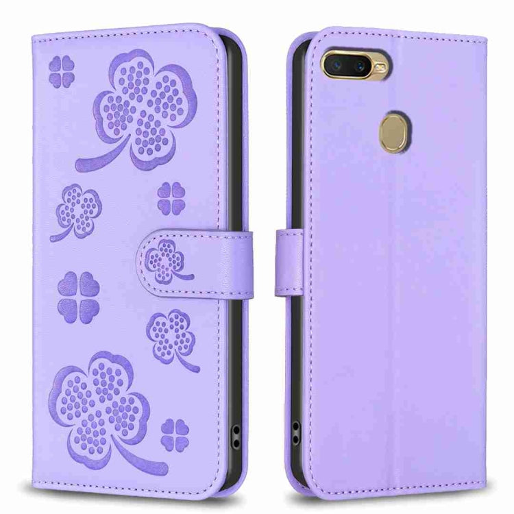 Four-leaf Embossed Leather Phone Case, For OPPO A15, For OPPO A92 / A72 / A52, For OPPO A7, For OPPO A59 5G