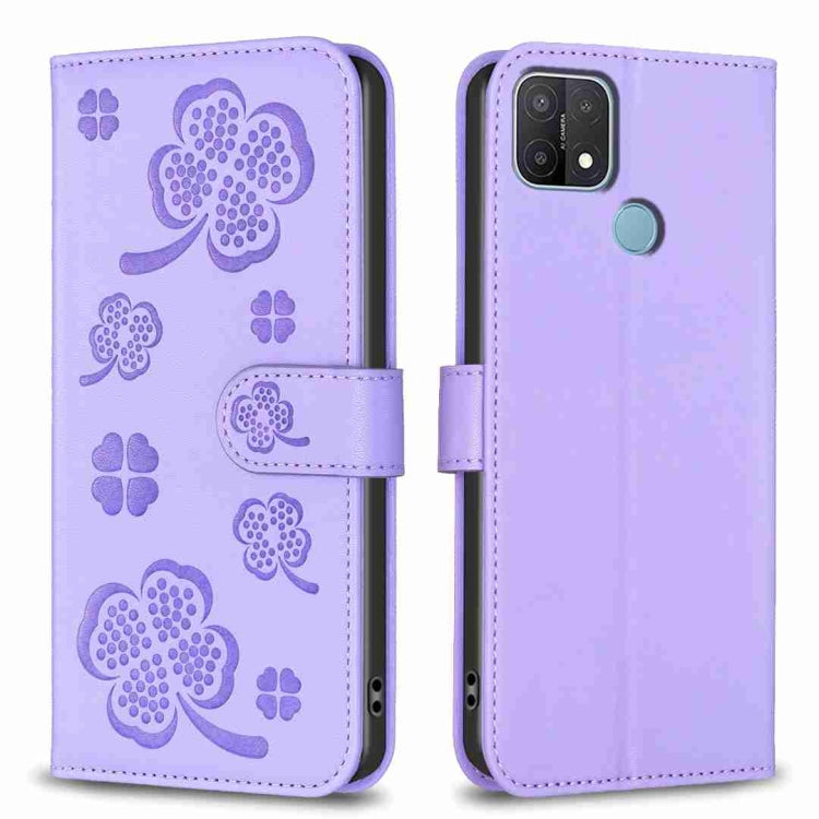 Four-leaf Embossed Leather Phone Case, For OPPO A15, For OPPO A92 / A72 / A52, For OPPO A7, For OPPO A59 5G