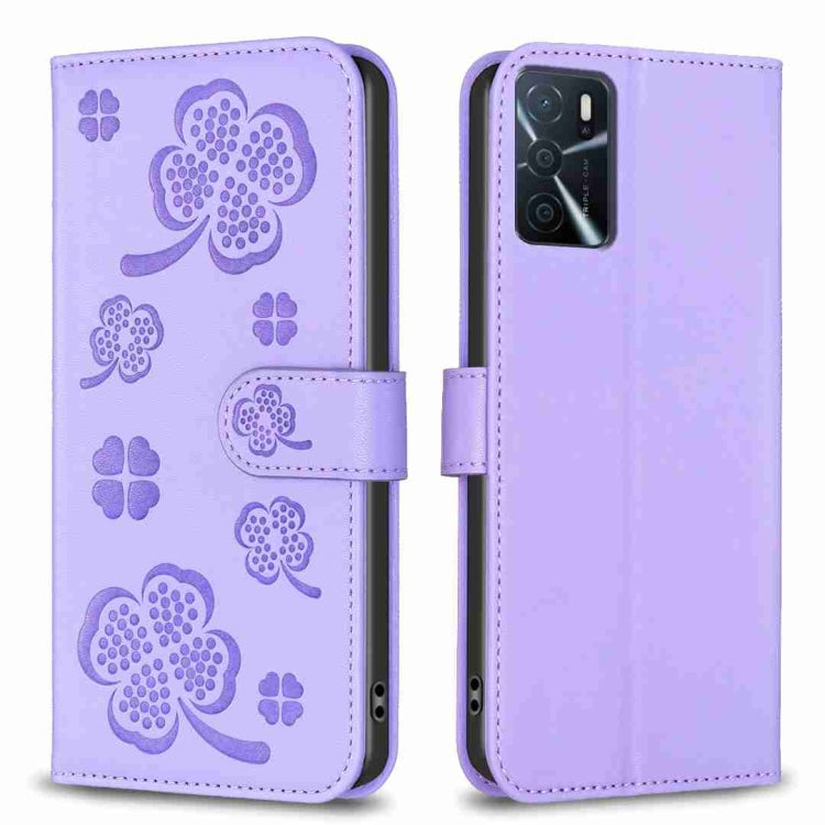 Four-leaf Embossed Leather Phone Case, For OPPO Reno7 5G / Find X5 Lite, For OPPO A16 / A16s / A54s, For OPPO A94 4G / Reno5 F / F19 Pro, For OPPO A94 5G / Reno5 Z / F19 Pro+, For OPPO A74 5G / A93 5G / A54 5G, For OPPO A74 4G / F19 4G, For OPPO A15   ...