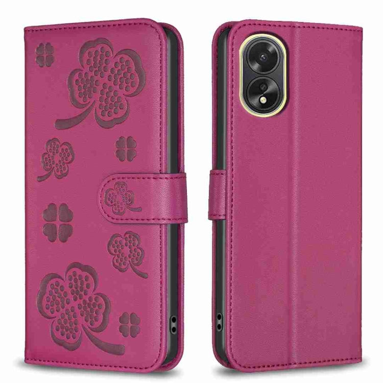 Four-leaf Embossed Leather Phone Case, For OPPO A60, For OPPO Find X7, For OPPO Find X7 Ultra, For OPPO A38 / A18 4G, For OPPO A58 4G, For OPPO A78 4G, For OPPO Find X6 Pro, For OPPO Find X6