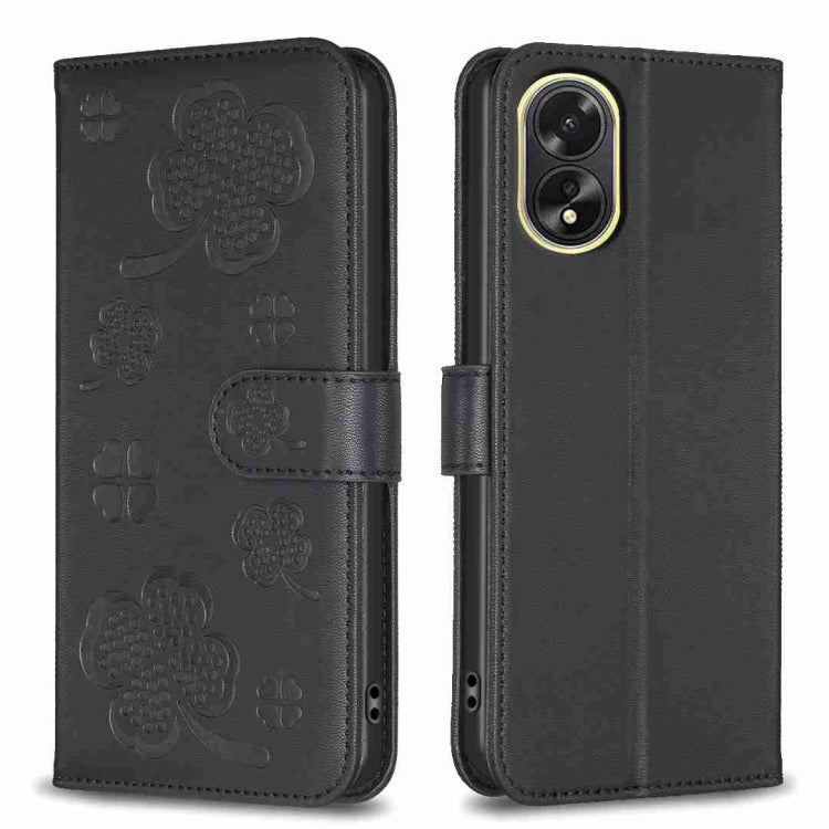 Four-leaf Embossed Leather Phone Case, For OPPO A60, For OPPO Find X7, For OPPO Find X7 Ultra, For OPPO A38 / A18 4G, For OPPO A58 4G, For OPPO A78 4G, For OPPO Find X6 Pro, For OPPO Find X6