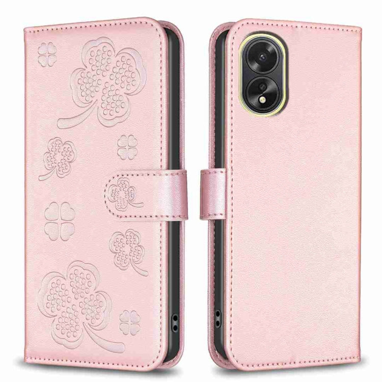 Four-leaf Embossed Leather Phone Case, For OPPO A60, For OPPO Find X7, For OPPO Find X7 Ultra, For OPPO A38 / A18 4G, For OPPO A58 4G, For OPPO A78 4G, For OPPO Find X6 Pro, For OPPO Find X6
