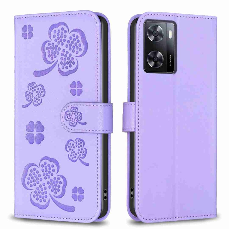 Four-leaf Embossed Leather Phone Case, For OPPO A78 5G, For OPPO A98 5G, For OPPO A17, For OPPO A57 4G, For OPPO A96 5G / Reno7 Z, For OPPO A76 5G / A36 4G, For OPPO Find X5 Pro, For OPPO Find X5