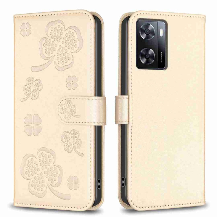 Four-leaf Embossed Leather Phone Case, For OPPO A78 5G, For OPPO A98 5G, For OPPO A17, For OPPO A57 4G, For OPPO A96 5G / Reno7 Z, For OPPO A76 5G / A36 4G, For OPPO Find X5 Pro, For OPPO Find X5