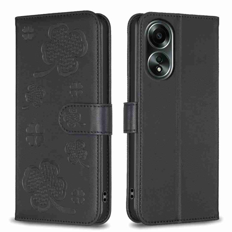Four-leaf Embossed Leather Phone Case, For OPPO A60, For OPPO Find X7, For OPPO Find X7 Ultra, For OPPO A38 / A18 4G, For OPPO A58 4G, For OPPO A78 4G, For OPPO Find X6 Pro, For OPPO Find X6