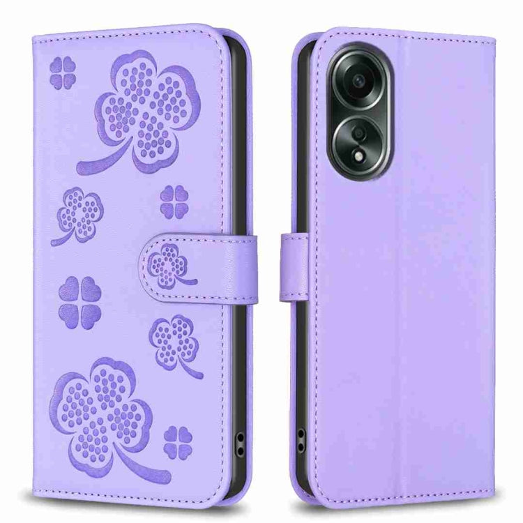 Four-leaf Embossed Leather Phone Case, For OPPO A60, For OPPO Find X7, For OPPO Find X7 Ultra, For OPPO A38 / A18 4G, For OPPO A58 4G, For OPPO A78 4G, For OPPO Find X6 Pro, For OPPO Find X6
