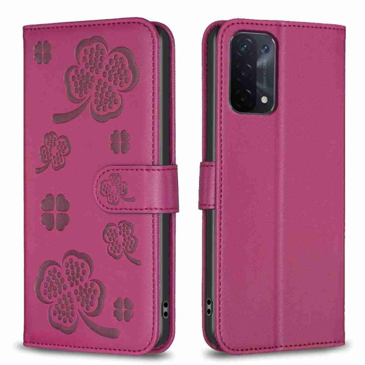 Four-leaf Embossed Leather Phone Case, For OPPO Reno7 5G / Find X5 Lite, For OPPO A16 / A16s / A54s, For OPPO A94 4G / Reno5 F / F19 Pro, For OPPO A94 5G / Reno5 Z / F19 Pro+, For OPPO A74 5G / A93 5G / A54 5G, For OPPO A74 4G / F19 4G, For OPPO A15   ...