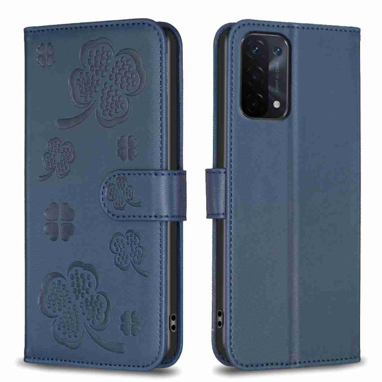 Four-leaf Embossed Leather Phone Case, For OPPO Reno7 5G / Find X5 Lite, For OPPO A16 / A16s / A54s, For OPPO A94 4G / Reno5 F / F19 Pro, For OPPO A94 5G / Reno5 Z / F19 Pro+, For OPPO A74 5G / A93 5G / A54 5G, For OPPO A74 4G / F19 4G, For OPPO A15   ...