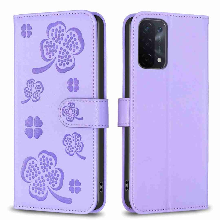 Four-leaf Embossed Leather Phone Case, For OPPO Reno7 5G / Find X5 Lite, For OPPO A16 / A16s / A54s, For OPPO A94 4G / Reno5 F / F19 Pro, For OPPO A94 5G / Reno5 Z / F19 Pro+, For OPPO A74 5G / A93 5G / A54 5G, For OPPO A74 4G / F19 4G, For OPPO A15   ...