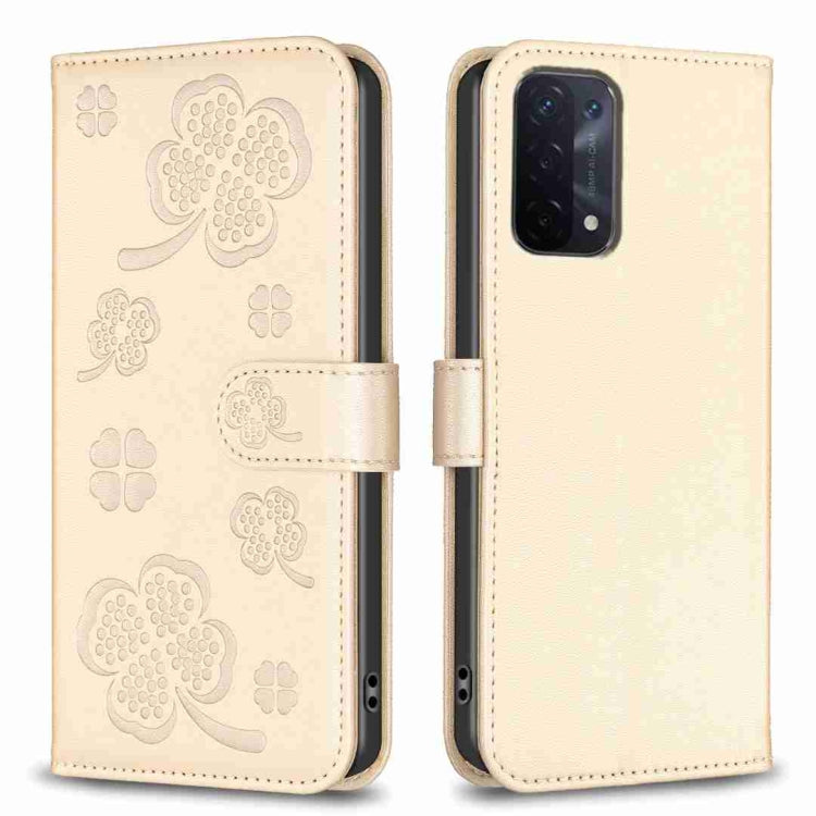 Four-leaf Embossed Leather Phone Case, For OPPO Reno7 5G / Find X5 Lite, For OPPO A16 / A16s / A54s, For OPPO A94 4G / Reno5 F / F19 Pro, For OPPO A94 5G / Reno5 Z / F19 Pro+, For OPPO A74 5G / A93 5G / A54 5G, For OPPO A74 4G / F19 4G, For OPPO A15   ...