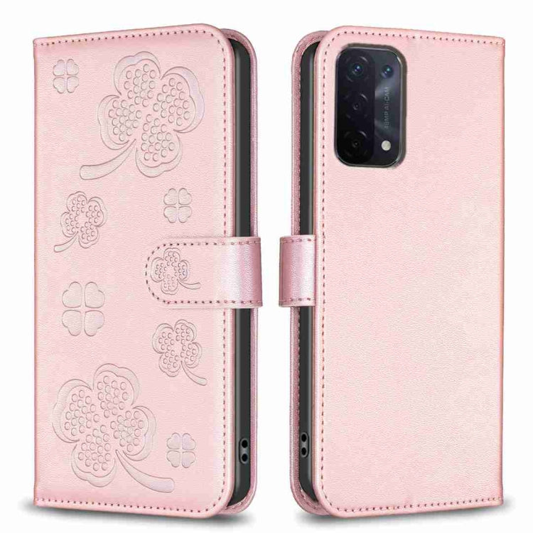 Four-leaf Embossed Leather Phone Case, For OPPO Reno7 5G / Find X5 Lite, For OPPO A16 / A16s / A54s, For OPPO A94 4G / Reno5 F / F19 Pro, For OPPO A94 5G / Reno5 Z / F19 Pro+, For OPPO A74 5G / A93 5G / A54 5G, For OPPO A74 4G / F19 4G, For OPPO A15   ...