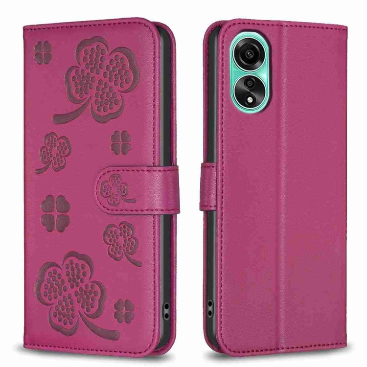 Four-leaf Embossed Leather Phone Case, For OPPO A60, For OPPO Find X7, For OPPO Find X7 Ultra, For OPPO A38 / A18 4G, For OPPO A58 4G, For OPPO A78 4G, For OPPO Find X6 Pro, For OPPO Find X6
