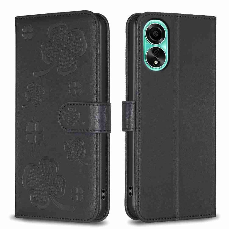 Four-leaf Embossed Leather Phone Case, For OPPO A60, For OPPO Find X7, For OPPO Find X7 Ultra, For OPPO A38 / A18 4G, For OPPO A58 4G, For OPPO A78 4G, For OPPO Find X6 Pro, For OPPO Find X6