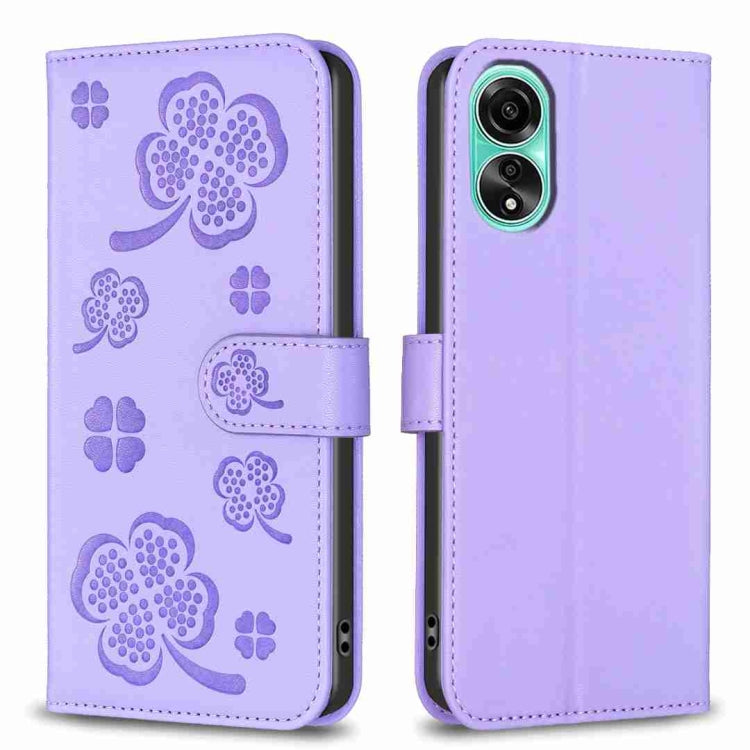 Four-leaf Embossed Leather Phone Case, For OPPO A60, For OPPO Find X7, For OPPO Find X7 Ultra, For OPPO A38 / A18 4G, For OPPO A58 4G, For OPPO A78 4G, For OPPO Find X6 Pro, For OPPO Find X6