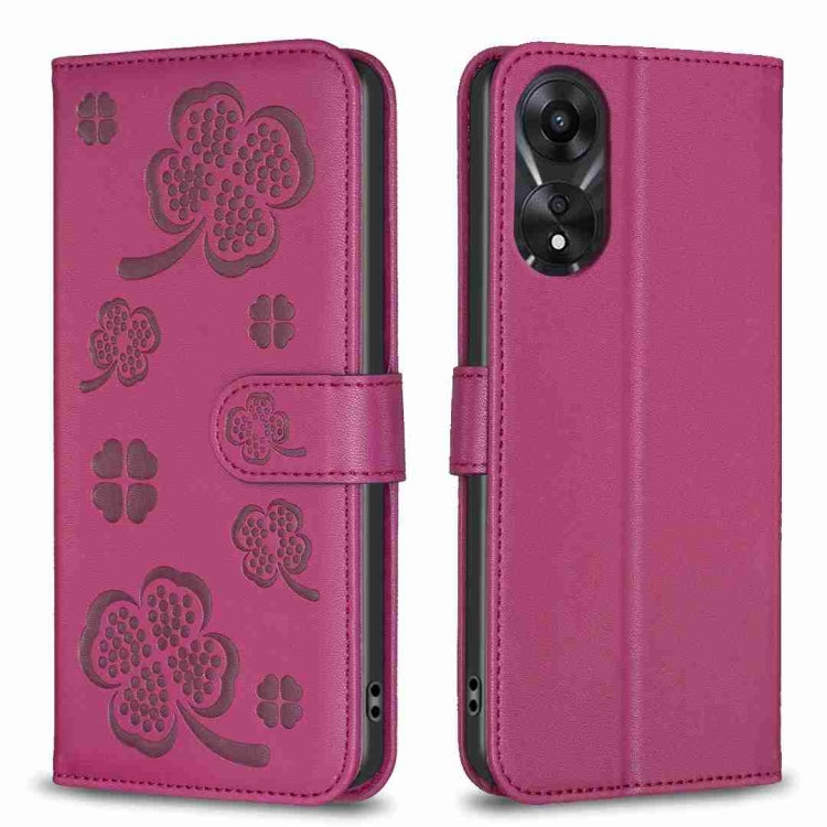 Four-leaf Embossed Leather Phone Case, For OPPO Find X6 Pro, For OPPO Find X6, For OPPO A78 5G, For OPPO A98 5G, For OPPO A17, For OPPO A57 4G, For OPPO A96 5G / Reno7 Z, For OPPO A76 5G / A36 4G