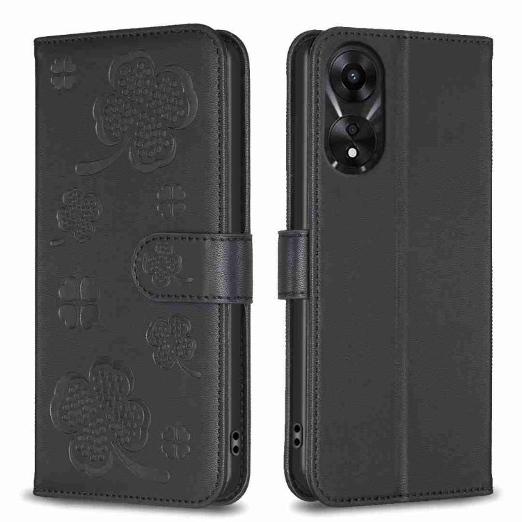 Four-leaf Embossed Leather Phone Case, For OPPO Find X6 Pro, For OPPO Find X6, For OPPO A78 5G, For OPPO A98 5G, For OPPO A17, For OPPO A57 4G, For OPPO A96 5G / Reno7 Z, For OPPO A76 5G / A36 4G