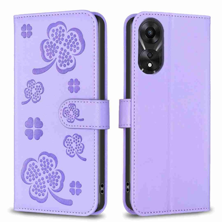 Four-leaf Embossed Leather Phone Case, For OPPO Find X6 Pro, For OPPO Find X6, For OPPO A78 5G, For OPPO A98 5G, For OPPO A17, For OPPO A57 4G, For OPPO A96 5G / Reno7 Z, For OPPO A76 5G / A36 4G