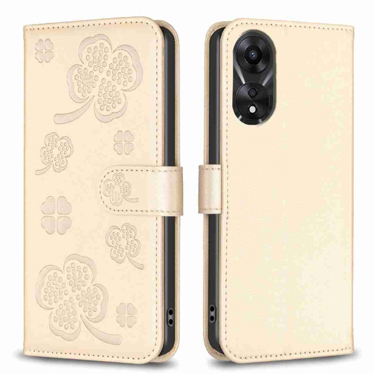 Four-leaf Embossed Leather Phone Case, For OPPO Find X6 Pro, For OPPO Find X6, For OPPO A78 5G, For OPPO A98 5G, For OPPO A17, For OPPO A57 4G, For OPPO A96 5G / Reno7 Z, For OPPO A76 5G / A36 4G