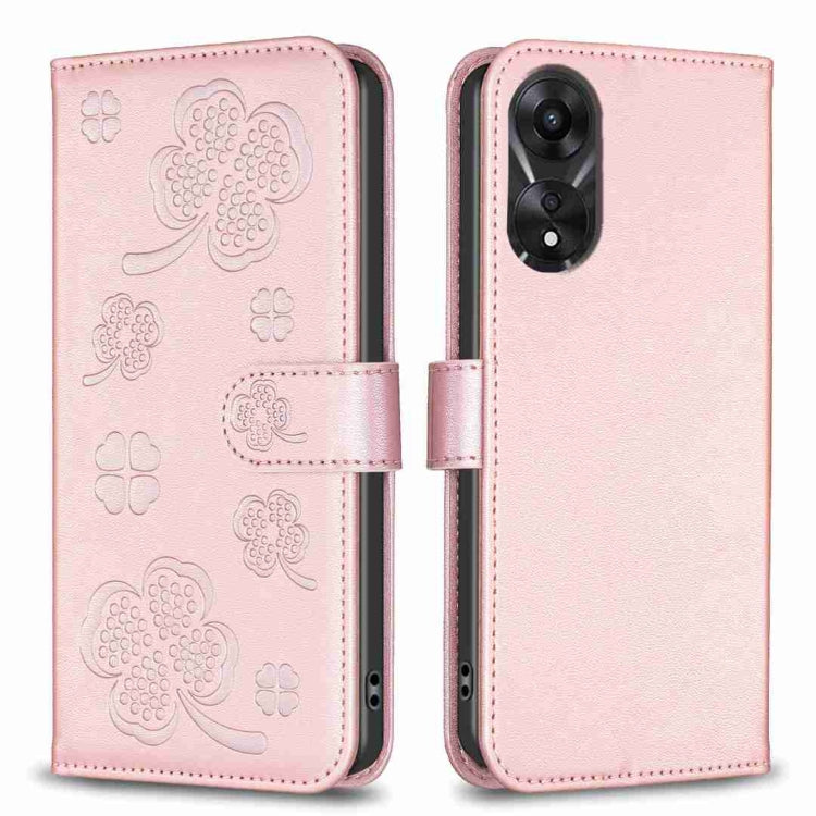 Four-leaf Embossed Leather Phone Case, For OPPO Find X6 Pro, For OPPO Find X6, For OPPO A78 5G, For OPPO A98 5G, For OPPO A17, For OPPO A57 4G, For OPPO A96 5G / Reno7 Z, For OPPO A76 5G / A36 4G