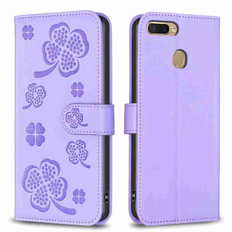 Four-leaf Embossed Leather Phone Case, For OPPO A15, For OPPO A92 / A72 / A52, For OPPO A7, For OPPO A59 5G