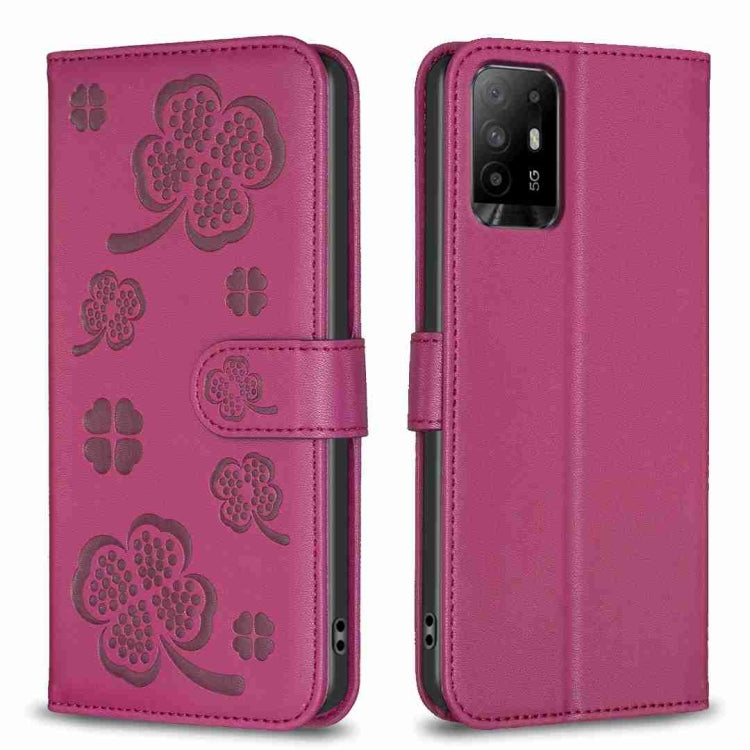 Four-leaf Embossed Leather Phone Case, For OPPO Reno7 5G / Find X5 Lite, For OPPO A16 / A16s / A54s, For OPPO A94 4G / Reno5 F / F19 Pro, For OPPO A94 5G / Reno5 Z / F19 Pro+, For OPPO A74 5G / A93 5G / A54 5G, For OPPO A74 4G / F19 4G, For OPPO A15   ...