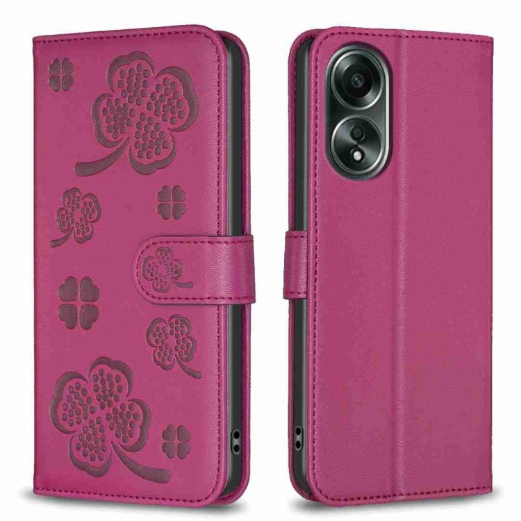 Four-leaf Embossed Leather Phone Case, For OPPO Find X6 Pro, For OPPO Find X6, For OPPO A78 5G, For OPPO A98 5G, For OPPO A17, For OPPO A57 4G, For OPPO A96 5G / Reno7 Z, For OPPO A76 5G / A36 4G