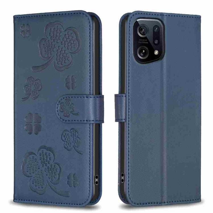Four-leaf Embossed Leather Phone Case, For OPPO Find X5 Pro, For OPPO Find X5, For OPPO Reno7 5G / Find X5 Lite, For OPPO A16 / A16s / A54s, For OPPO A94 4G / Reno5 F / F19 Pro, For OPPO A94 5G / Reno5 Z / F19 Pro+, For OPPO A74 5G / A93 5G / A54 5G   ...