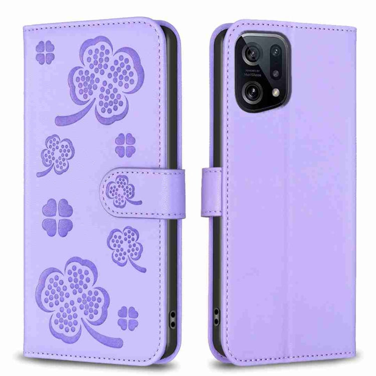 Four-leaf Embossed Leather Phone Case, For OPPO Find X5 Pro, For OPPO Find X5, For OPPO Reno7 5G / Find X5 Lite, For OPPO A16 / A16s / A54s, For OPPO A94 4G / Reno5 F / F19 Pro, For OPPO A94 5G / Reno5 Z / F19 Pro+, For OPPO A74 5G / A93 5G / A54 5G   ...