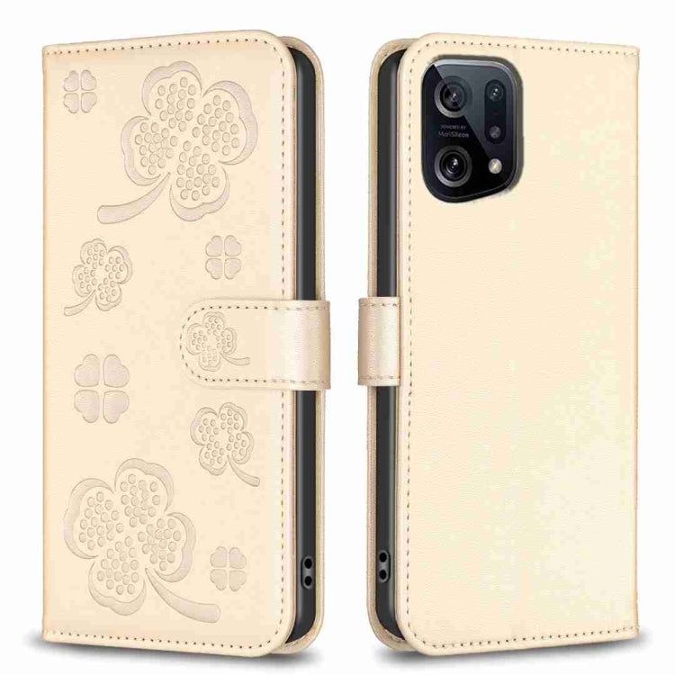 Four-leaf Embossed Leather Phone Case, For OPPO Find X5 Pro, For OPPO Find X5, For OPPO Reno7 5G / Find X5 Lite, For OPPO A16 / A16s / A54s, For OPPO A94 4G / Reno5 F / F19 Pro, For OPPO A94 5G / Reno5 Z / F19 Pro+, For OPPO A74 5G / A93 5G / A54 5G   ...