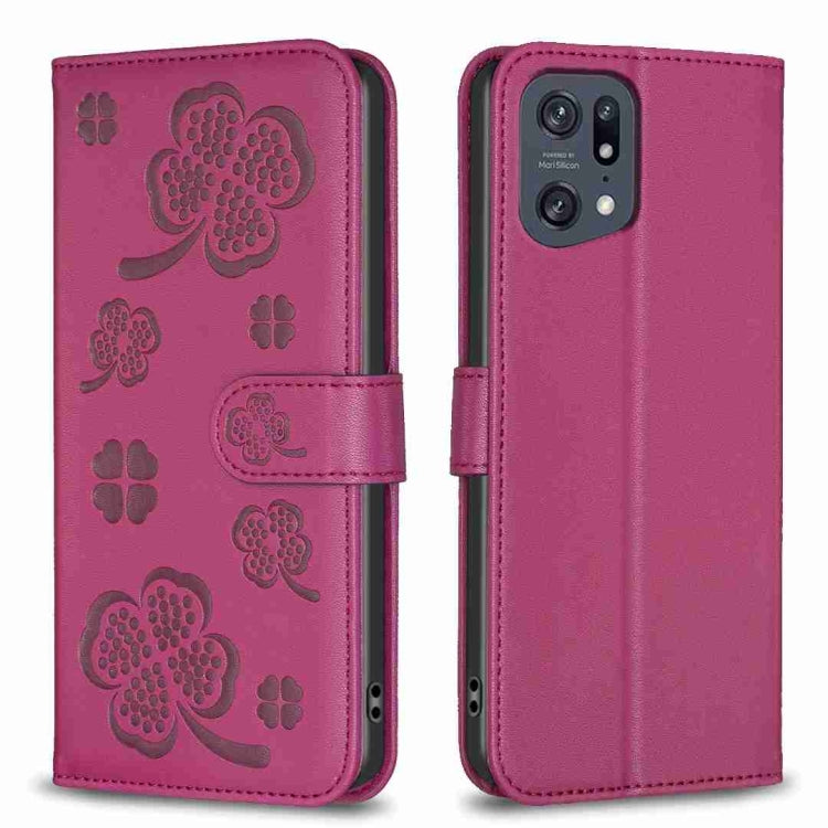 Four-leaf Embossed Leather Phone Case, For OPPO Find X5 Pro, For OPPO Find X5, For OPPO Reno7 5G / Find X5 Lite, For OPPO A16 / A16s / A54s, For OPPO A94 4G / Reno5 F / F19 Pro, For OPPO A94 5G / Reno5 Z / F19 Pro+, For OPPO A74 5G / A93 5G / A54 5G   ...