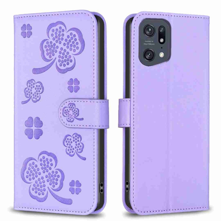 Four-leaf Embossed Leather Phone Case, For OPPO Find X5 Pro, For OPPO Find X5, For OPPO Reno7 5G / Find X5 Lite, For OPPO A16 / A16s / A54s, For OPPO A94 4G / Reno5 F / F19 Pro, For OPPO A94 5G / Reno5 Z / F19 Pro+, For OPPO A74 5G / A93 5G / A54 5G   ...