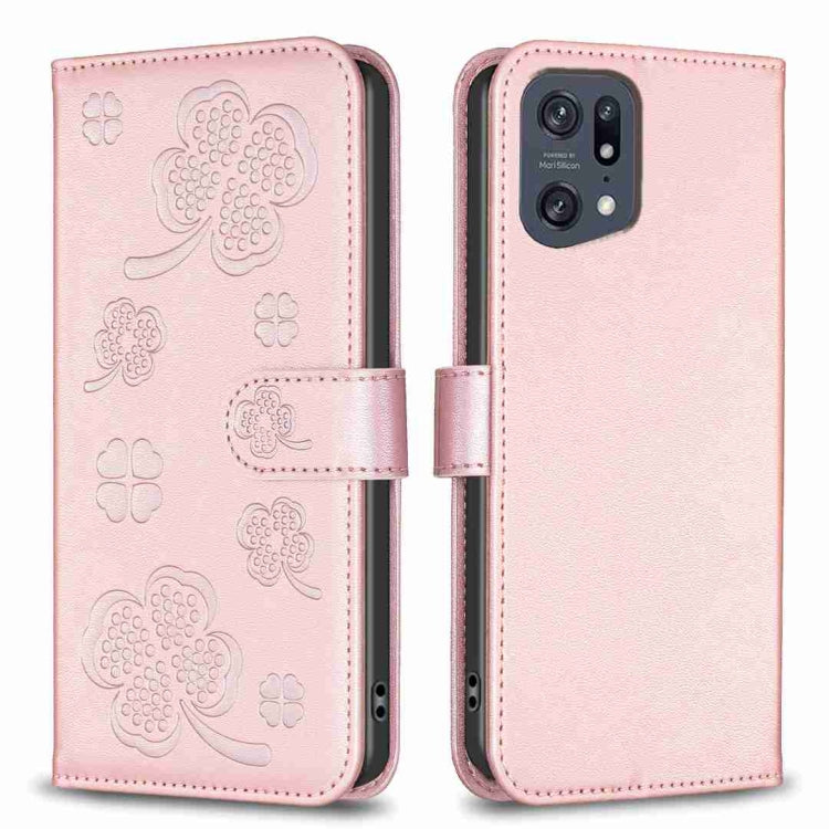 Four-leaf Embossed Leather Phone Case, For OPPO Find X5 Pro, For OPPO Find X5, For OPPO Reno7 5G / Find X5 Lite, For OPPO A16 / A16s / A54s, For OPPO A94 4G / Reno5 F / F19 Pro, For OPPO A94 5G / Reno5 Z / F19 Pro+, For OPPO A74 5G / A93 5G / A54 5G   ...