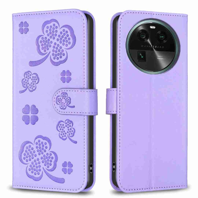 Four-leaf Embossed Leather Phone Case, For OPPO Find X6 Pro, For OPPO Find X6, For OPPO A78 5G, For OPPO A98 5G, For OPPO A17, For OPPO A57 4G, For OPPO A96 5G / Reno7 Z, For OPPO A76 5G / A36 4G