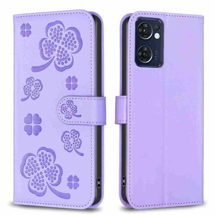 Four-leaf Embossed Leather Phone Case, For OPPO Find X5 Pro, For OPPO Find X5, For OPPO Reno7 5G / Find X5 Lite, For OPPO A16 / A16s / A54s, For OPPO A94 4G / Reno5 F / F19 Pro, For OPPO A94 5G / Reno5 Z / F19 Pro+, For OPPO A74 5G / A93 5G / A54 5G   ...