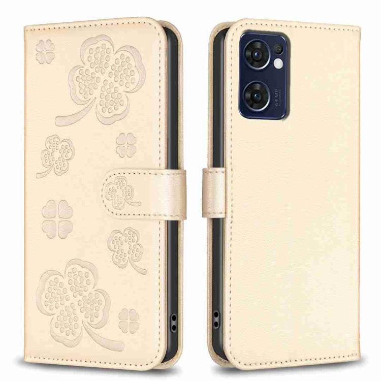 Four-leaf Embossed Leather Phone Case, For OPPO Find X5 Pro, For OPPO Find X5, For OPPO Reno7 5G / Find X5 Lite, For OPPO A16 / A16s / A54s, For OPPO A94 4G / Reno5 F / F19 Pro, For OPPO A94 5G / Reno5 Z / F19 Pro+, For OPPO A74 5G / A93 5G / A54 5G   ...