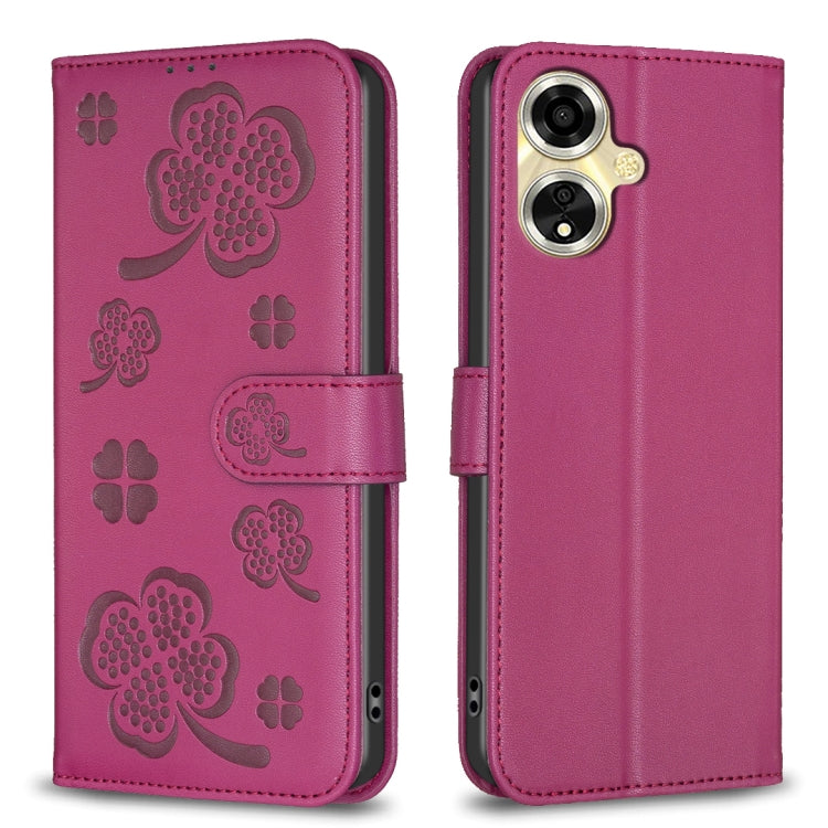 Four-leaf Embossed Leather Phone Case, For OPPO A15, For OPPO A92 / A72 / A52, For OPPO A7, For OPPO A59 5G