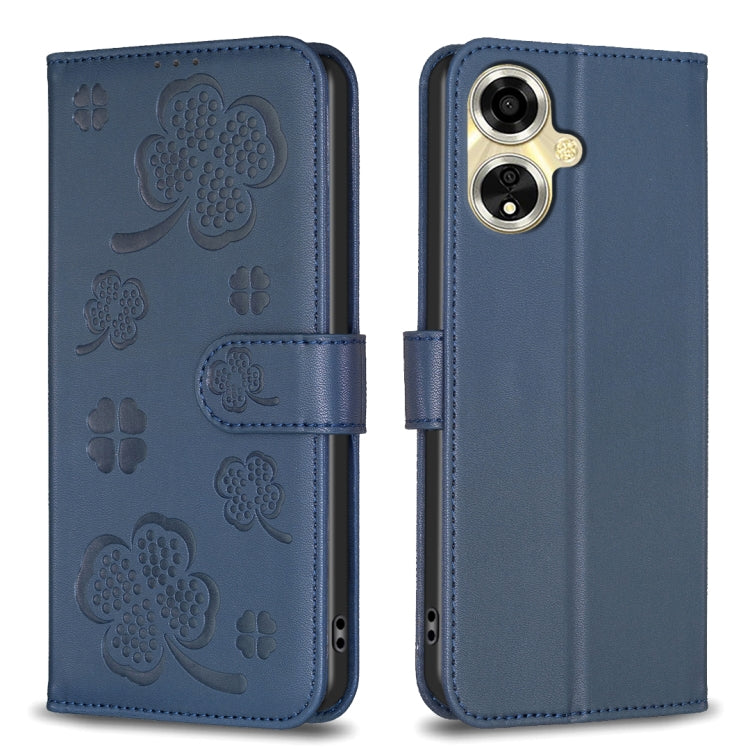 Four-leaf Embossed Leather Phone Case, For OPPO A7, For OPPO A59 5G