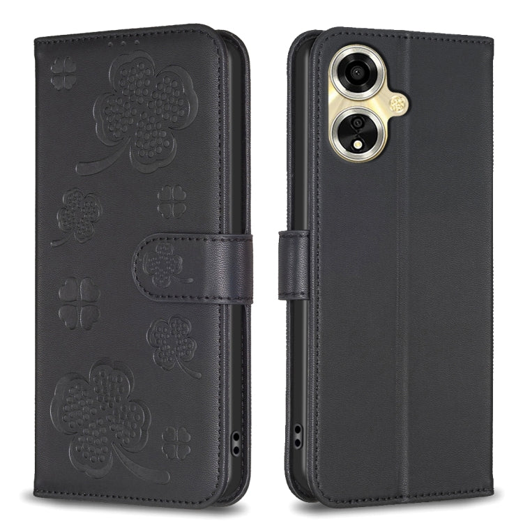 Four-leaf Embossed Leather Phone Case, For OPPO A7, For OPPO A59 5G